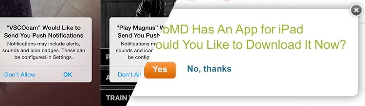 Permissions requests and mobile version request